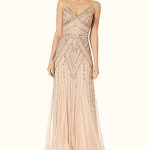 Blush beaded long mesh dress